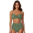 thumbnail image 2 of MKLEKYY Trajes De Baño Mujer Women High Waisted Bikini Sexy Push Up Two Piece Swimsuits Vintage Swimsuit Two Piece Retro Ruched High Waist Print Bikini Set 2727, 2 of 6
