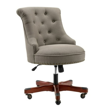 Linon Sinclair Wood Upholstered Office Chair In Dolphin Gray