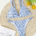 thumbnail image 4 of Womens Bikini Swimsuit Stripe V Neck Back Cross Two Piece Bathing Suitm, 4 of 5
