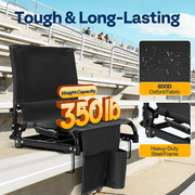 SPECSTAR Portable Stadium Seat for Bleachers, 2 Pack Folding Padded Cushion with Back Support, Waterproof & Lightweight Chair with Cup Holder, 350lb Capacity
