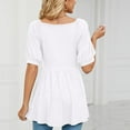 thumbnail image 5 of Cute Tops for Women Short Sleeve V Neck Pleated Peplum Tops Solid Color Casual Flowy Babydoll Shirts Loose Blouses Womens Clothes, 5 of 5