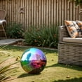thumbnail image 6 of 10" Stainless Steel Gazing Balls：Big Shiny Mirror Ornament, Decorative Orbs for Yard, Pool, Lawn and Pond,Christmas Floating Ornaments, Lawn Decorations, Unbreakable Polishing Ball (Chroma, 8in), 6 of 6