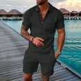thumbnail image 1 of WILLBEST Conjunto de Pantalones Cortos Casuales de Manga Corta para Hombre, Cómodo Traje de Verano para Uso Diario, Tejido Suave y Transpirable, Traje Elegante para Caminar y Ir de Compras., 1 of 8