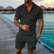 thumbnail image 1 of WILLBEST Conjunto de Pantalones Cortos Casuales de Manga Corta para Hombre, Cómodo Traje de Verano para Uso Diario, Tejido Suave y Transpirable, Traje Elegante para Caminar y Ir de Compras., 1 of 8