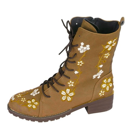 

nsendm Women s Snow Boots - Winter Warm On Shoes Fashion Ladies Slip Heels Long Women s Womens Leather Boots High Khaki 8.5