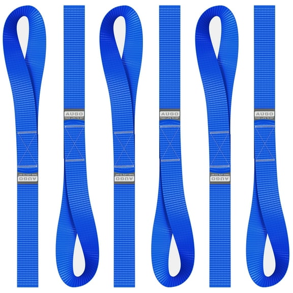 Soft Loop Tie Down Straps - 1,500 Load Capacity & 4,500 Lbs Breaking Strength - 6 Pack - Loops for Securing ATV, UTV, Motorcycles, Scooters, Dirt Bikes, Lawn & Garden Equipment - by AUGO