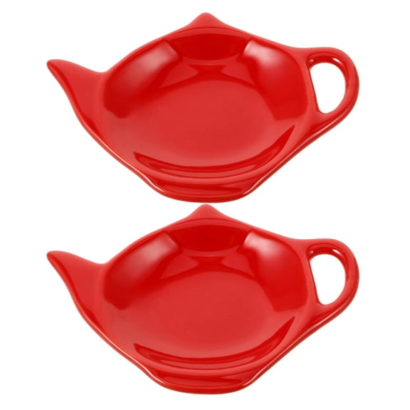 HEMOTON 2pcs Reusable Ceramic Teabag Holders Teapot Shape Teabag Dishes for Kitchen