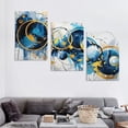 thumbnail image 4 of Shangniulu Living Room 3 Piece Mural Set - Blue Gold Circle Abstract Canvas Wall Art - Ready to Hang Modern Wall Decor, 4 of 4