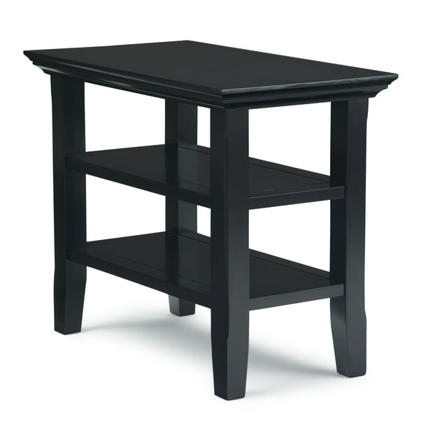 Acadian Solid Wood 14 Inch Wide Rectangle Transitional Narrow Side Table In Black Com Acadian Solid Wood 14 Inch Wide, Small Narrow End Table White