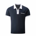 thumbnail image 5 of IYTR Mens Casual Solid Color T-Shirt Summer Fashion Zipper Turndown Collar Short Sleeve Comfy Lightweight Sport Shirt With Pocket, 5 of 7