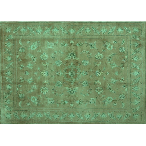 Ahgly Company Machine Washable Indoor Rectangle Abstract Turquoise Blue Contemporary Area Rugs, 5' x 8'