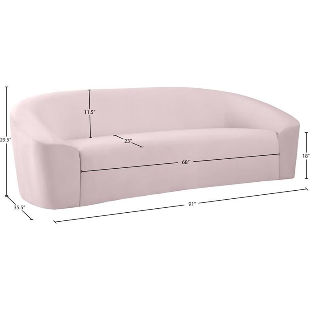Bowery Hill Contemporary Curved Back Upholstered Pink Velvet Sofa