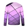 thumbnail image 4 of DeHolifer Mens T-Shirts Graphic Geometric Printed Crewneck Long Sleeve Pullover T-Shirt Casual Fashion Sweatshirts Purple S, 4 of 5