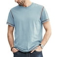thumbnail image 3 of Yufatyle Men Short Sleeve Cotton Stand-up Collar Slim T Shirts For Man Light Blue XL, 3 of 6