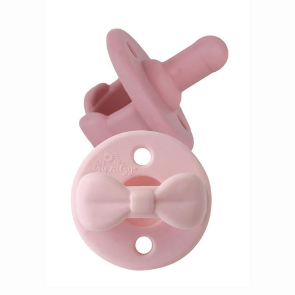 Itzy Ritzy Sweetie Soother 2-Pack Silicone Pacifiers, Pink Bows, for Infants, 0+ Months