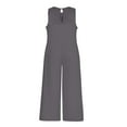thumbnail image 5 of ZACPNCV Jumpsuits for Women's Casual Summer Loose Jumpsuits Sleeveless Tank V Neck Wide Leg Romper Gray, 5 of 6