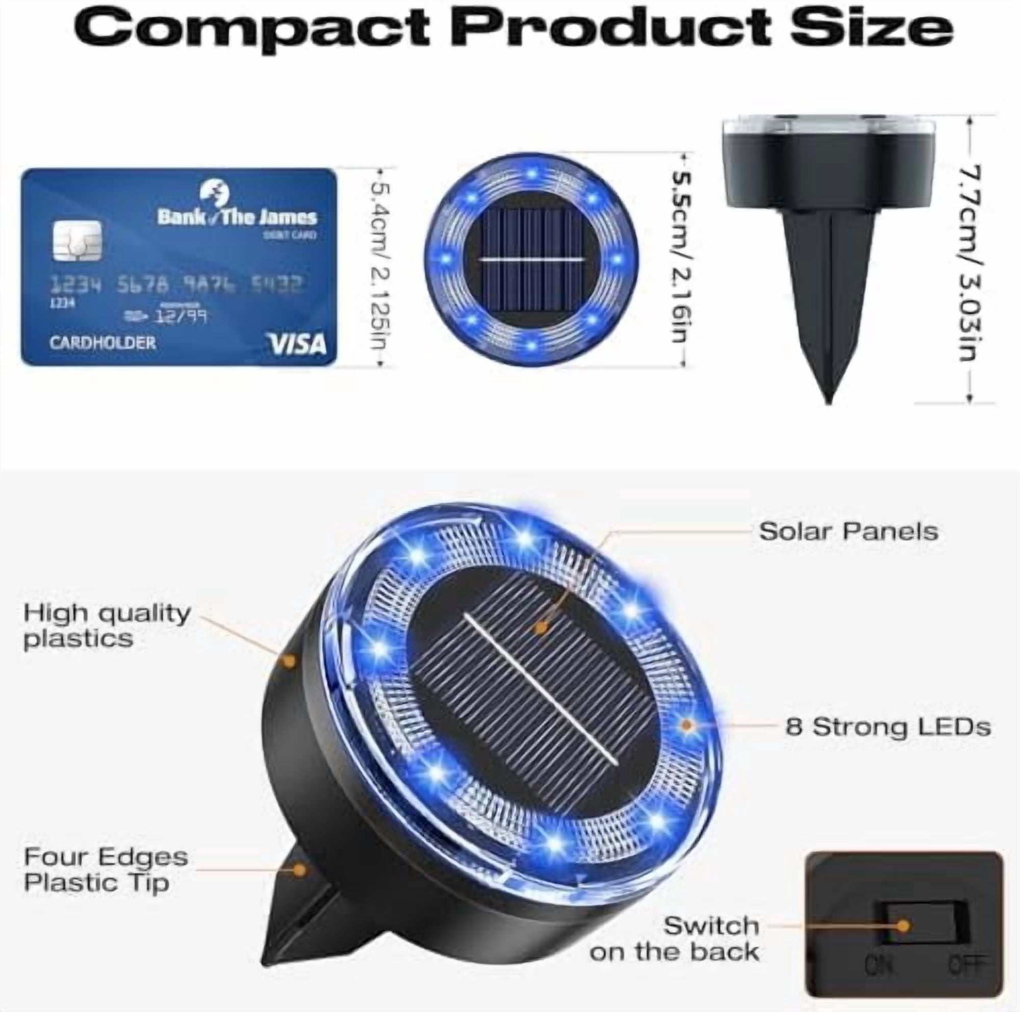 Vighep Mini Solar Ground Lights, 12 Pack (Blue), Driveway Solar Lights Outdoor Waterproof, Outdoor Underground Lights