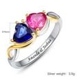 thumbnail image 3 of Personalized Infinity Promise Ring for Women 925 Sterling Silver Custom Rings with 2 Heart Cut Simulated Birthstones, 3 of 5