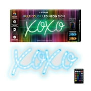 Xtreme Lit 13.3" x 5.9" 'XOXO' Multi-Color LED Neon Sign, Plastic Hanging Wall Art, Remote Control, 1.3 lb