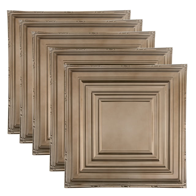 Great Lakes Tin Detroit Champagne 2ft x 2ft Nail Up Ceiling Tiles (5 Pack)