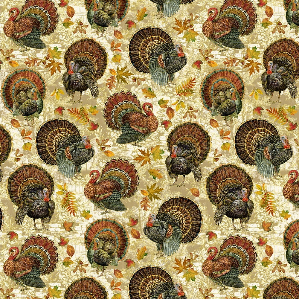 Timeless Treasures Harvest Thanksgiving Turkeys 100% Cotton Fabric by ...