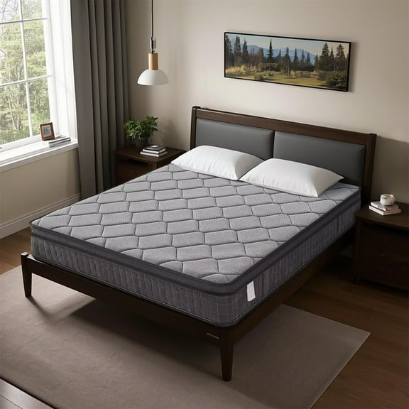 12 Inch QUEEN Hybrid Mattress - Medium Firm, Memory Foam & Pocketed Coils for Motion Isolation & Pressure Relief, CertiPUR-US Foam, Fiberglass-Free, Mattress in a Box