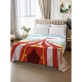 thumbnail image 2 of Cartoon House Full Size Flat Sheet, Wrinkleproof & Fadeproof Cooling Flat Bed Sheet Only, Funny Playground Blue Sky White Breathable Soft Bedding Top Sheets 81 x 96 Inches, 2 of 8