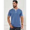 thumbnail image 4 of DARING DIVA Men's Henley V-Neck Colorblock Button Down Short Sleeve T-Shirt S Blue, 4 of 7