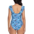 thumbnail image 7 of One Piece Swimsuit Women - Blue fish Ruffle Tummy Control One Piece Bathing Suit Women Swimwear, 7 of 7