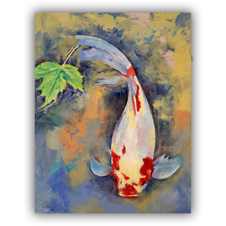 ArtWall Michael Creeses Koi with Japanese Maple Leaf Art Appeelz Removable Wall Art Graphic 24 by 32 24 by 32 0cre023a2432p