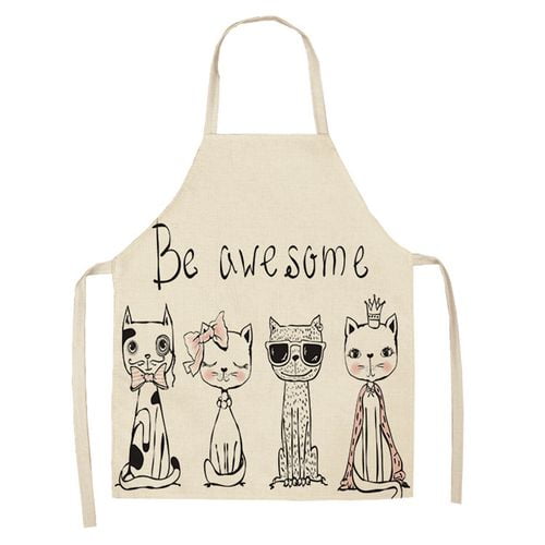 KABOER Kitchen Apron for Woman Cute Cartoon Cat Printed Sleeveless Cotton Polyester Aprons for Cooking Home Cleaning Tools Apron Images KABOER Kitchen Apron for Woman Cute Cartoon Cat Printed Sleeveless Cotton Polyester Aprons for Cooking Home Cleaning Tools Apron