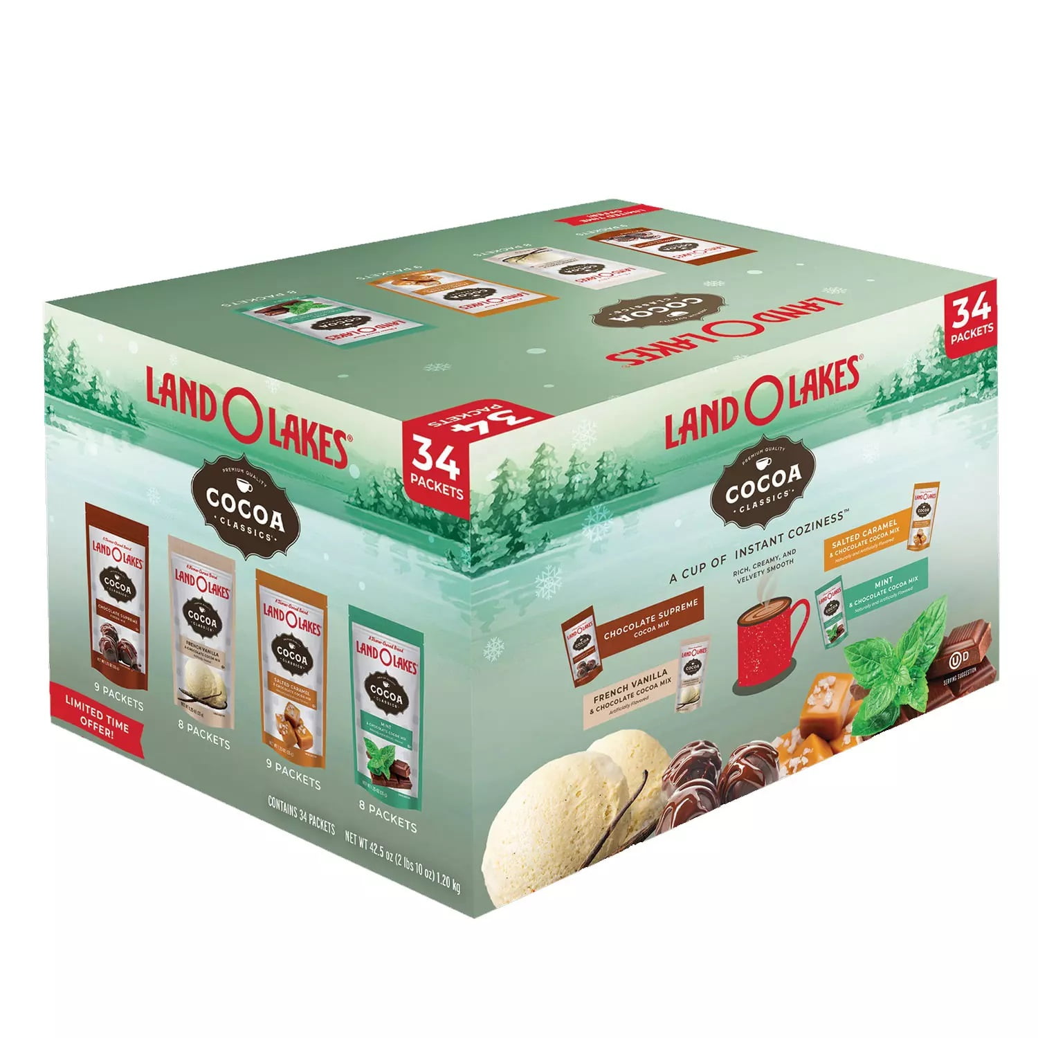 Land O Lakes Classics Instant Premium Hot Cocoa Assortment Box, 34 packets