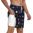 thumbnail image 3 of Goofa Space Dinosaur Printed Men's Swim Trunks Board Shorts Quick Dry Mens Swimming Trunks with Compression Liner,Breathable Fit Hawaii Beach Shorts-Small, 3 of 9