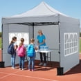 thumbnail image 4 of Costway 10 x 10 FT Pop up Canopy Tent with Sidewalls & Awning, Wheeled Bag, Sandbags, Stake Gray, 4 of 10