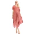 thumbnail image 5 of Sakkas Lila Freckled Dyed Cap Sleeve Scoopneck Long Caftan Dress / Cover Up - Mauve - One Size, 5 of 5
