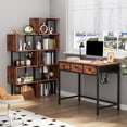 thumbnail image 5 of Satifur Computer Desk with Drawers & Hooks, 40" Writing Desk with 3 Fabric Drawers for Bedroom, Home Office, Rustic Brown, 5 of 8