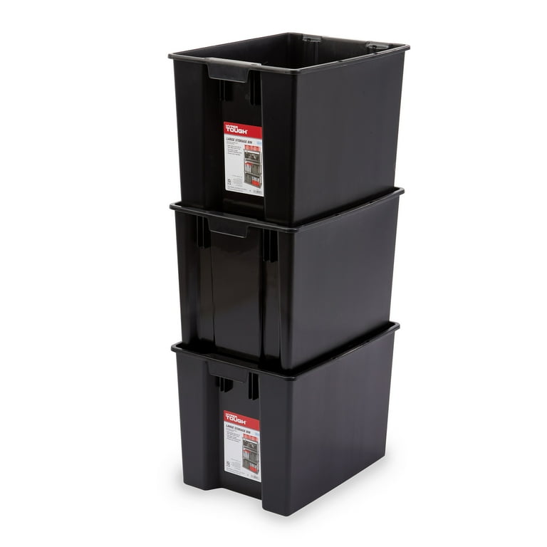 tmtページ❗️２段BOXマッドブラック！ Hyper Tough Garage Plastic Storage Bin Large Nesting Stacking
