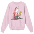 thumbnail image 3 of Spongebob Squarepants Patrick Star Slime Pink Star Fish Melting Slice if Colorful Cake with Number 25 Candle on Cradle Pink Long Sleeve Adult Crew neck-XL, 3 of 5