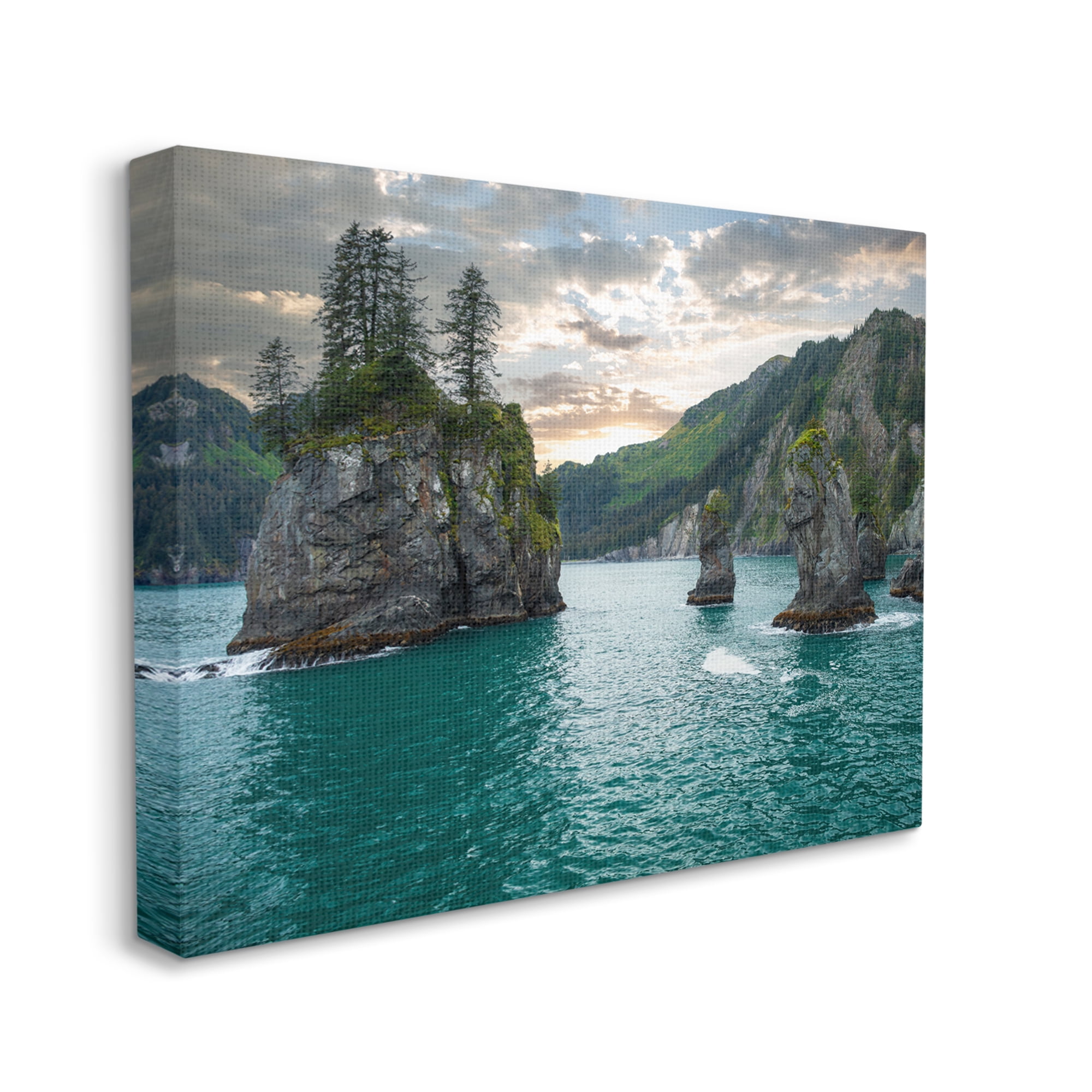 Stupell Industries Nature Cliffs Jutting from Sea Landscape Photography Gallery Wrapped Canvas Art Print Wall Art, 30 x 24