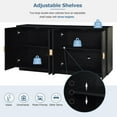 thumbnail image 3 of Buffet Sideboard, Atumon Accent Cabinet with 4 Doors, Farmhouse Buffet Cabinet with Adjustable Shelves, Wood Storage Cabinet Furniture for Kitchen Dining Room Living Room, 60"L x 15"W x 30"H, Black, 3 of 10