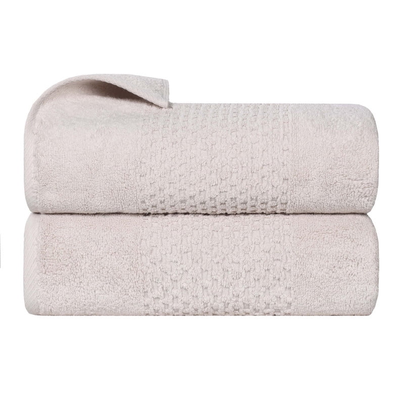 Superior Playa Zero Twist Cotton Solid Waffle Textured Bath Towels, Set of 2, Silver