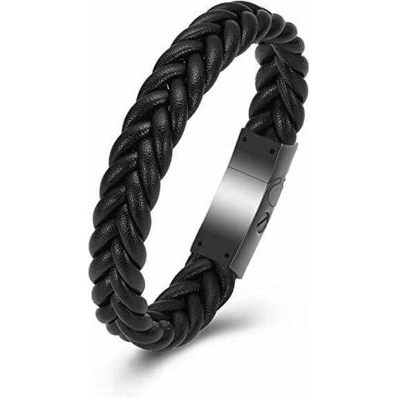 For Ashes Cuff Bangle Braided Leather Wristband Keepsake Mmeorial Bracelet Stainless Steel Urn Bracelet Cremation Jewelry for Ashes for Women Men