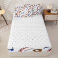 thumbnail image 4 of Homewish Cute Baseball Zipper Full Size Comforter Sets with Fitted Sheet and 2 Pillowcases, Blue Softball Cap Zipper Bedding Set for Boys and Girls, Reversible, 4pcs, 4 of 6