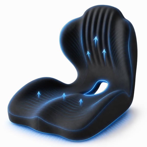 Ergonomic Memory Foam Seat Cushion with Back Support, L-Shaped Office Chair Cushion for Office and Car