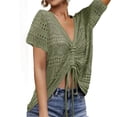 thumbnail image 3 of Summer Women's Crochet Beach Cover Up Lace-Up Drawstring Poncho Top Beachwear Swimsuit Bikini Dress-Up, 3 of 5