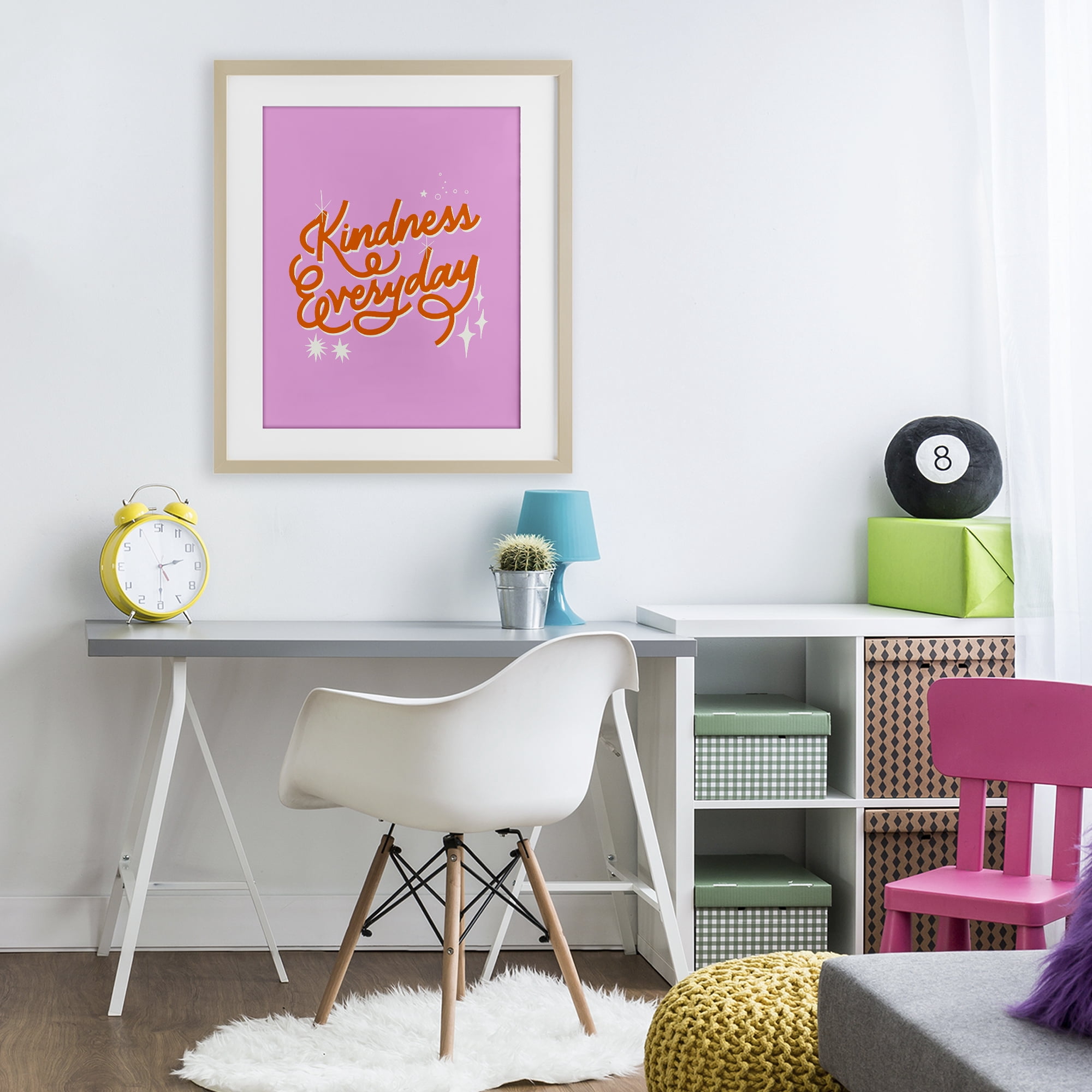 Stupell Industries Cursive Kindness Everyday Birch Framed Print Under Glass, design by Indira Prieto | IndySign