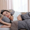 thumbnail image 5 of 3-Piece Full/Queen Size Bedspread Coverlet Set - Gray Mandala Quilt with 2 Pillow Shams, Microfiber, 5 of 6