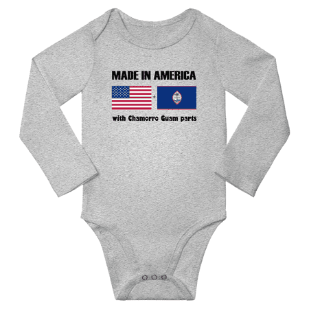 

Made in America With Chamorro Guam Parts Baby Long Sleeve Romper (Gray 18 Months)