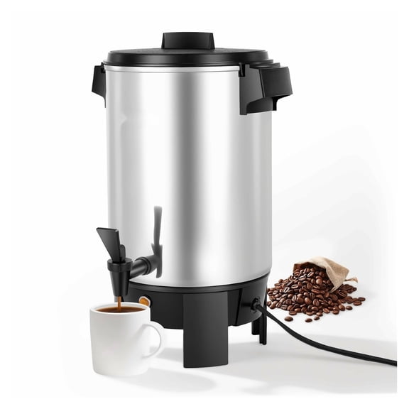 Commercial Coffee Urn 30 Cup 152oz, Quick Brew Coffee Maker with Dripless Faucet, 1090W, Auto Temperature Control, for Catering, Parties, Restaurants