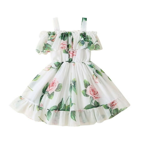 

Summer Savings Clearance! Dezsed Toddler Kids Baby Girls Summer Dresses New Chiffon Sling Flower Dress 9Months-6Years Princess Dress For Girls Kids Clothes Girls